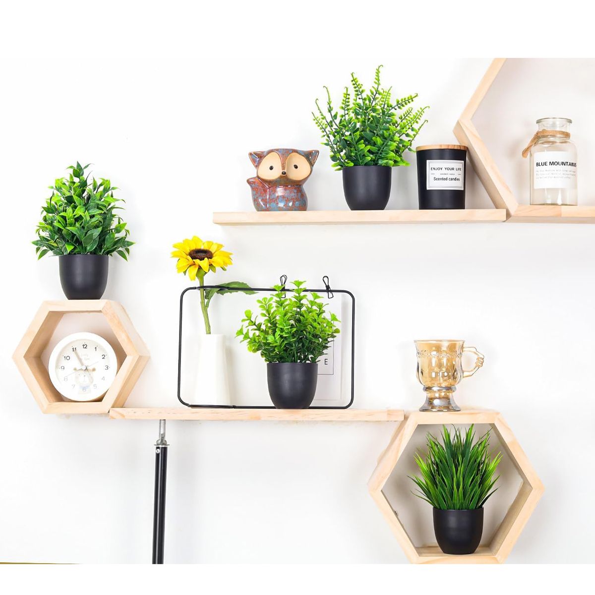 Cart In Mart 4 Pack Small Artificial Fake Faux Plants Potted Black For Home Office Decor- Cart In Mart