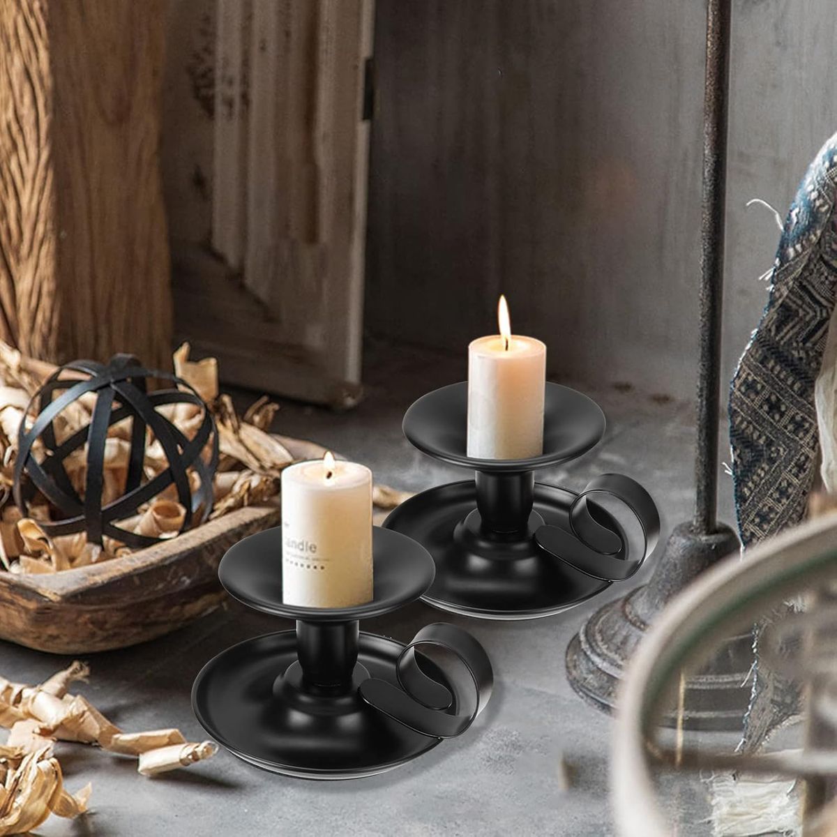 2 Pack Candle Holder Taper Candlestick Stand With Handles Table Decoration- Cart In Mart