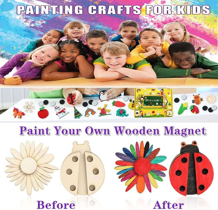 DIY Wooden Magnets Painting Art & Craft Kit Educational Toy For Kids