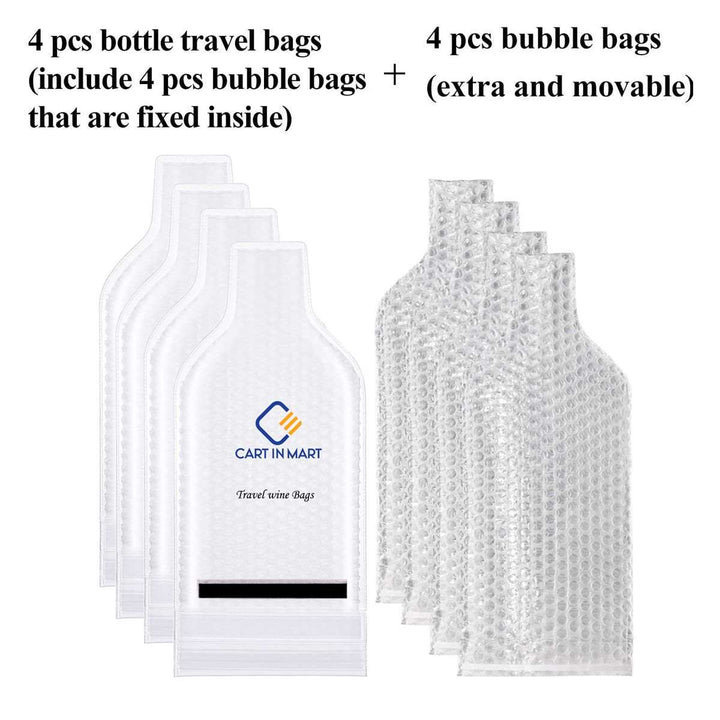 4 Pack (8 pieces) Reusable Wine Bags For Travel Protector Sleeves