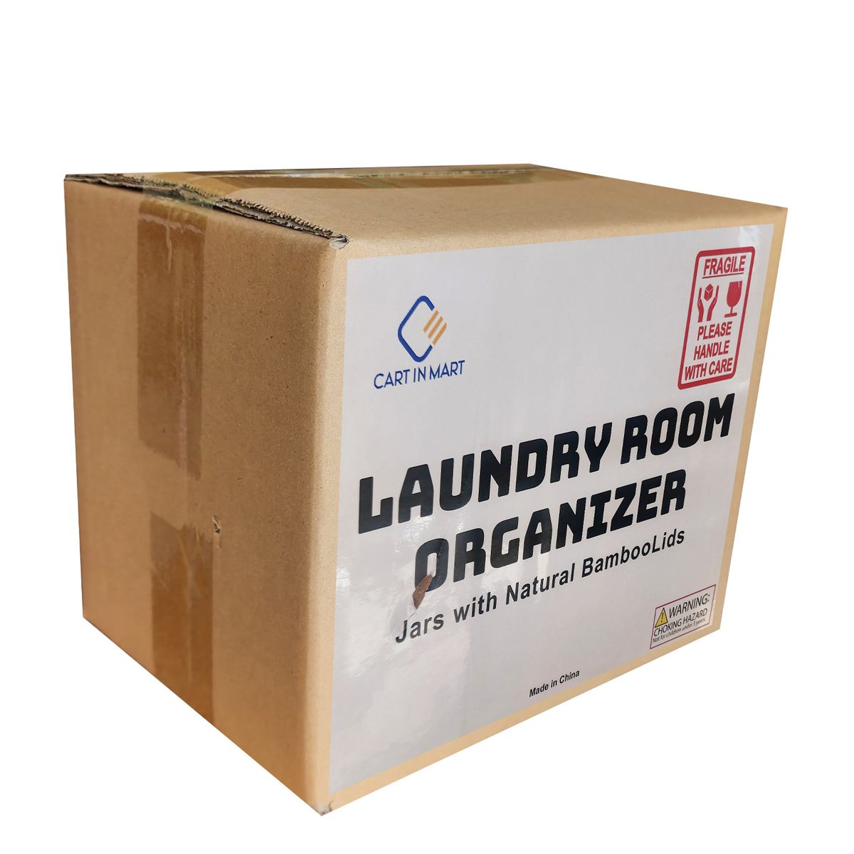 Cart In Mart Acrylic Jars and Dryer Sheet Holder With Bamboo Lids Laundry Room Organiser