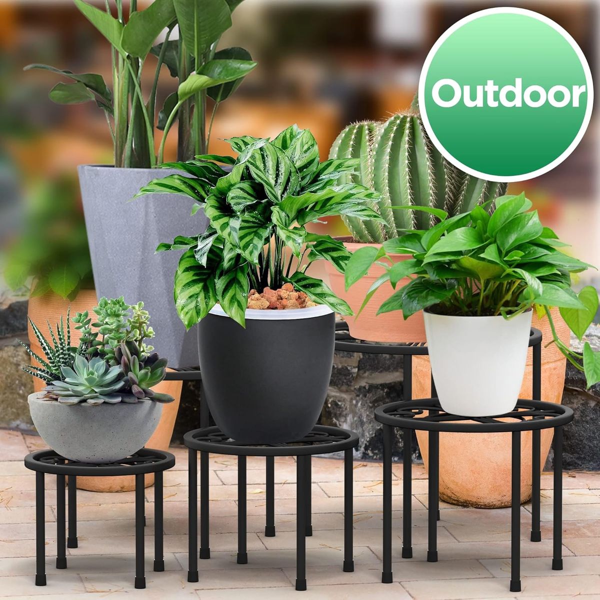 5 Piece Metal Plant Stands For Indoor Outdoor Flower Pot Diasplay-5 Size| Cart In Mart