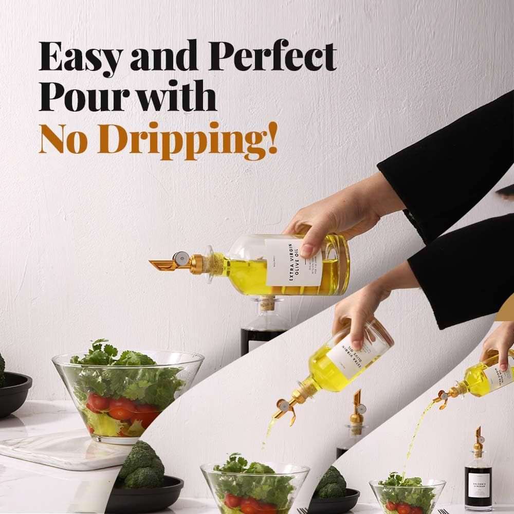 4 Pack Glass Olive Oil & Vinegar Dispenser Coffee Syrup Bottle Set -350ml