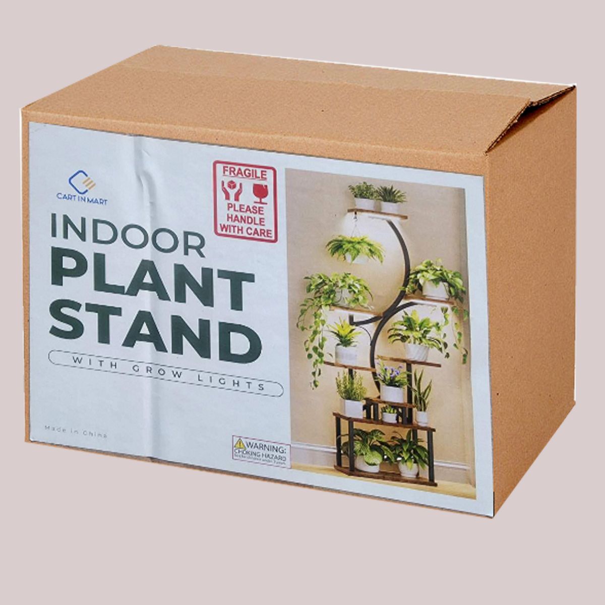 8 Tier Plant Stand With LED Grow Lights For Indoor Wood & Metal-156cm