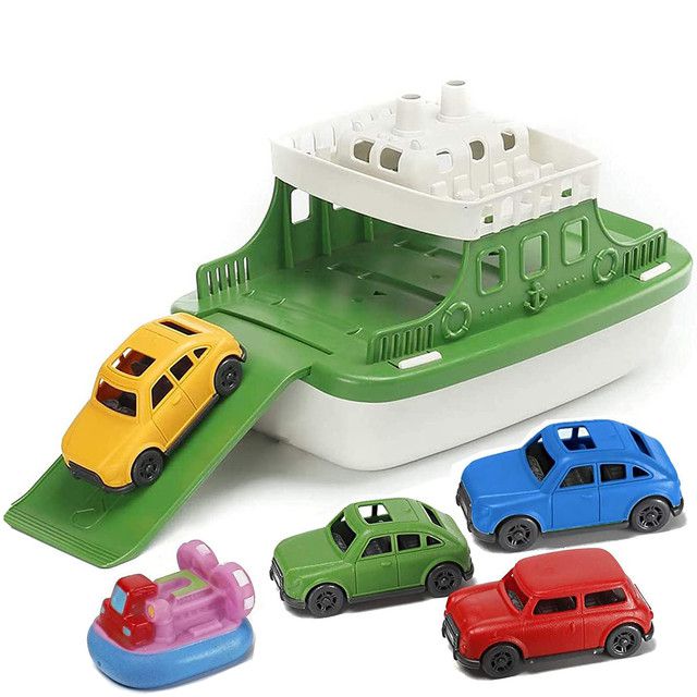 Cart In Mart 6 Piece Ferry Boat Bath Toys for Toddlers with Mini Cars & Boat Squirter