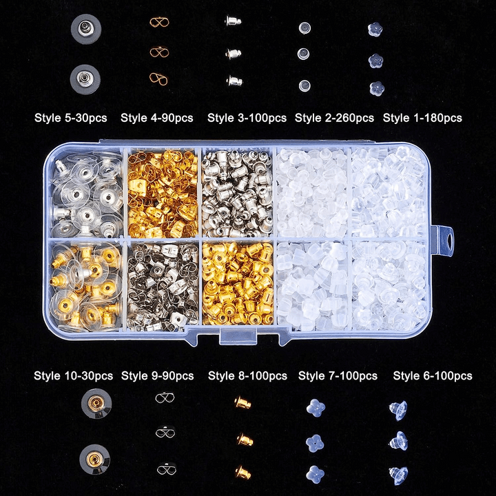 1040 Piece Hypoallergic Earring Backs Replacement Kit For Studs