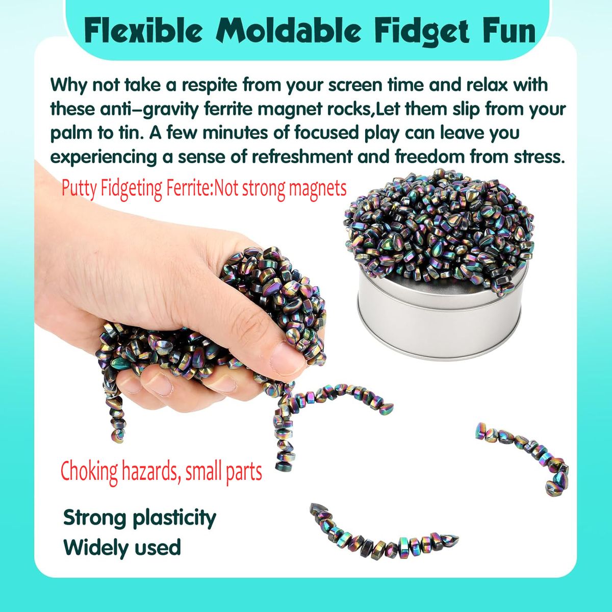 Cart In Mart | 500 Piece Ferrite Putty Fidget Toy Stones In Tin