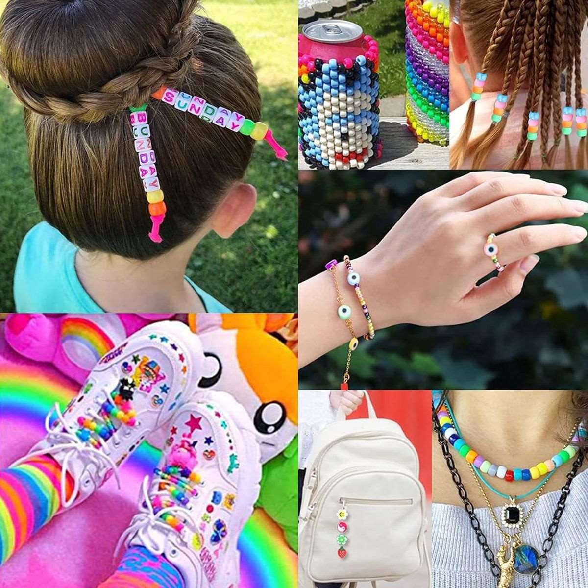 980Pcs Glow in Dark Pony Beads Jewllery Making Kit