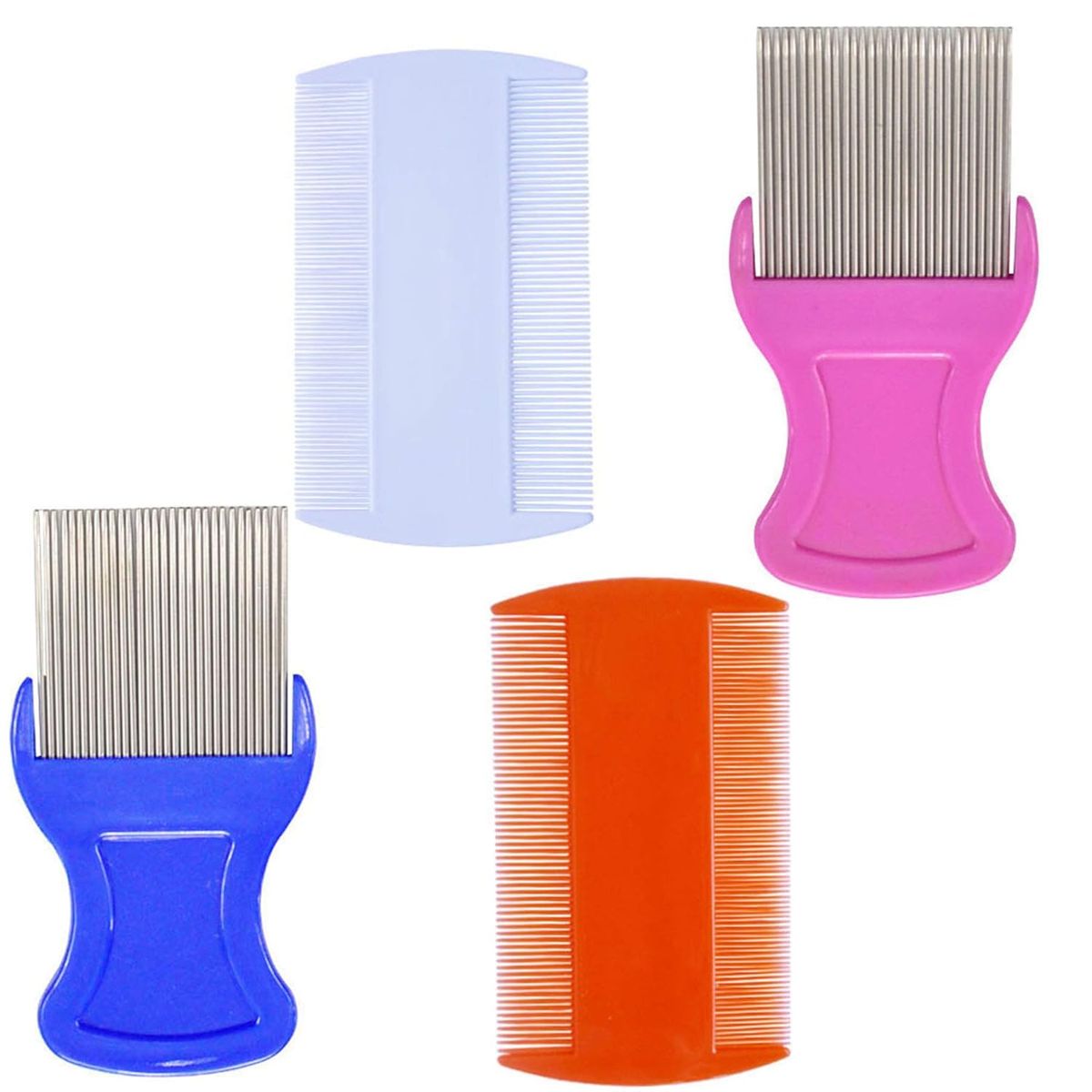 4 Piece Head Dandruff Hair Comb Set-2 With Metal Teeth & 2 Double Sided| Cart In Mart