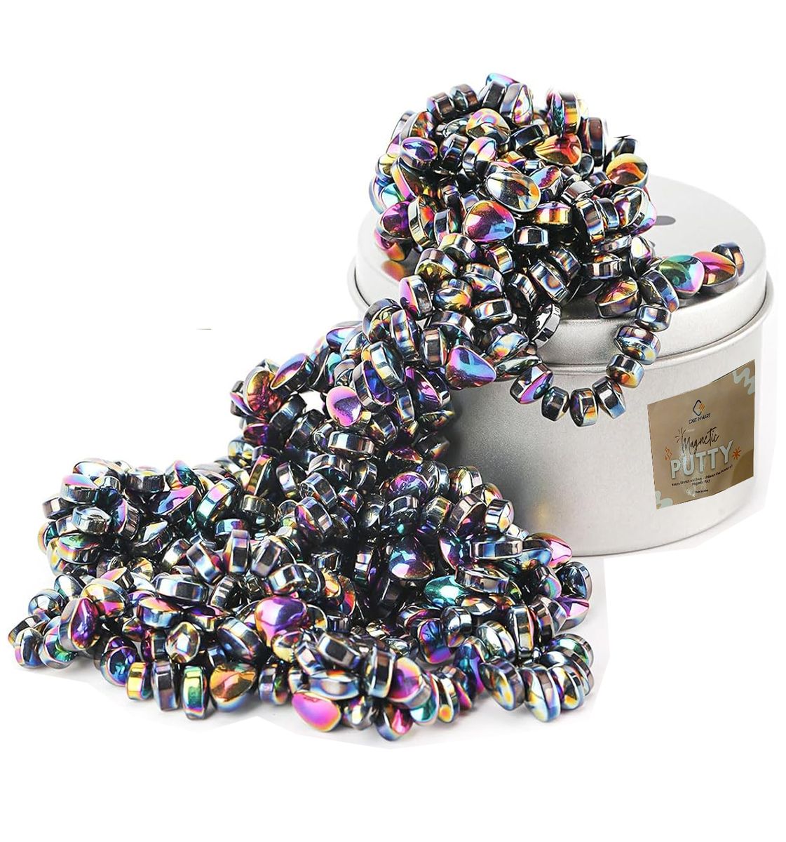 Cart In Mart | 500 Piece Ferrite Putty Fidget Toy Stones In Tin