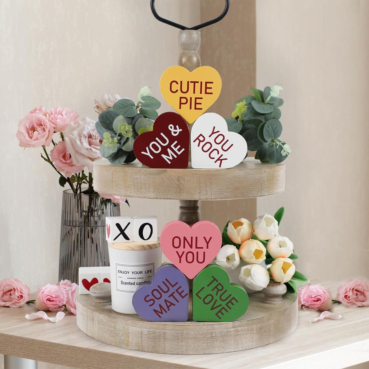Cart In Mart Wooden Heart Shape Center pieces Decoration For Wedding Valentine Day-6 Piece