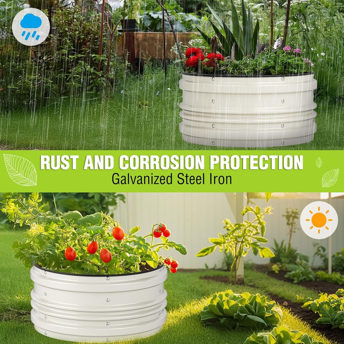 Galvanised Metal Raised Bed Vegetable Planter Box For Outdoor Garden -Round| Cart In Mart