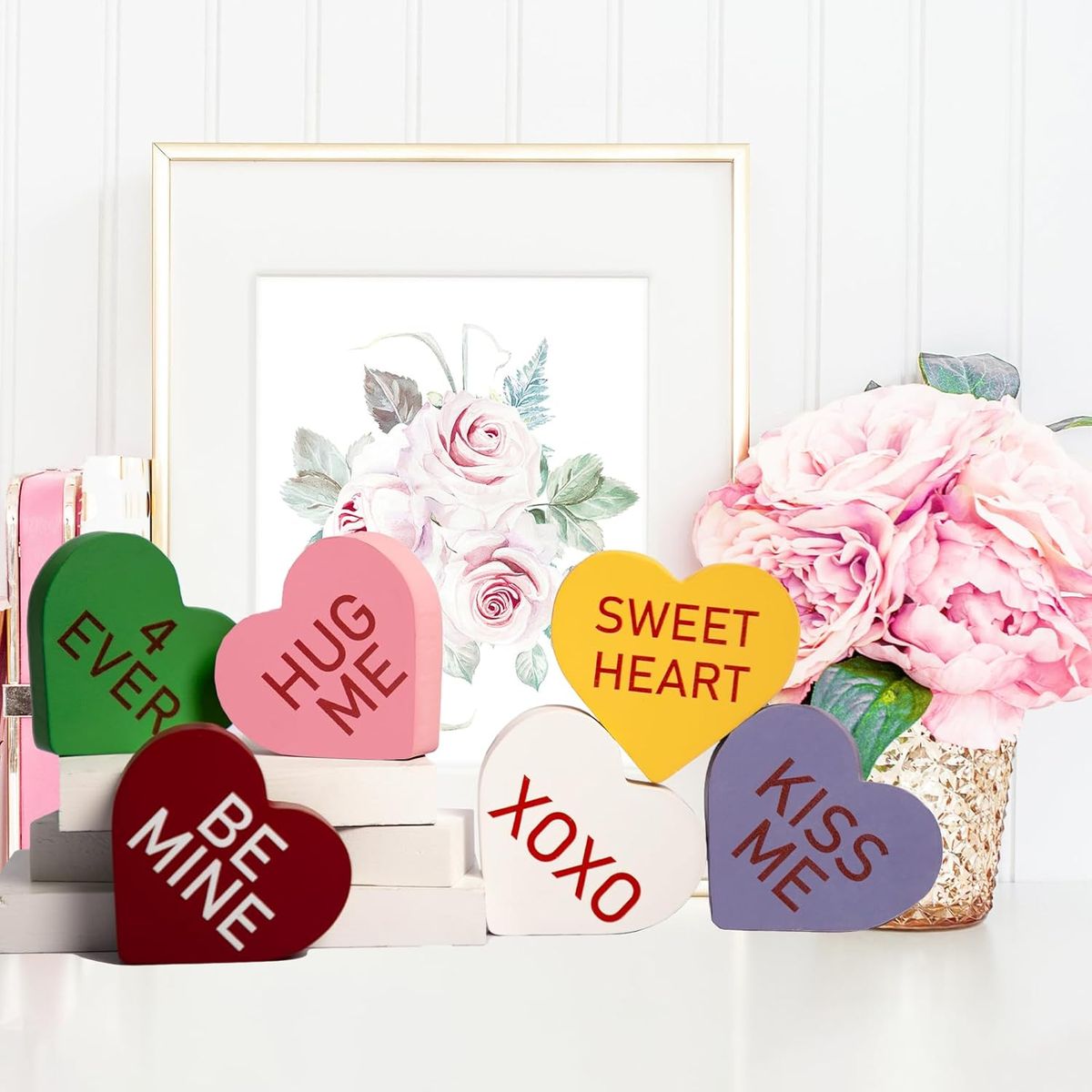 Cart In Mart Wooden Heart Shape Center pieces Decoration For Wedding Valentine Day-6 Piece
