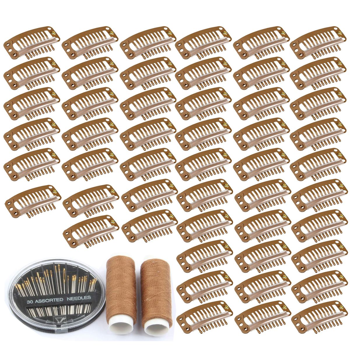 Cart In Mart 50 Pack Hair Extension Wig Clips 9 Teeth Metal Steel Clipper