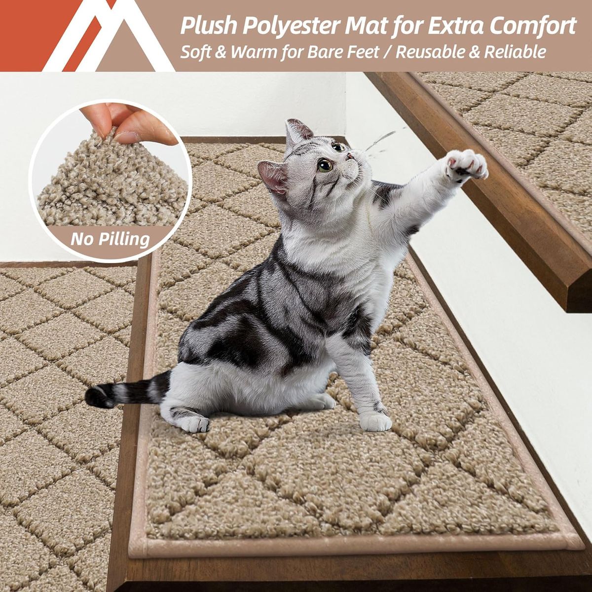 Cart In Mart|15 Pack Edging Stair Treads Non-Slip Carpet Mat For Wooden Floor-76x20cm