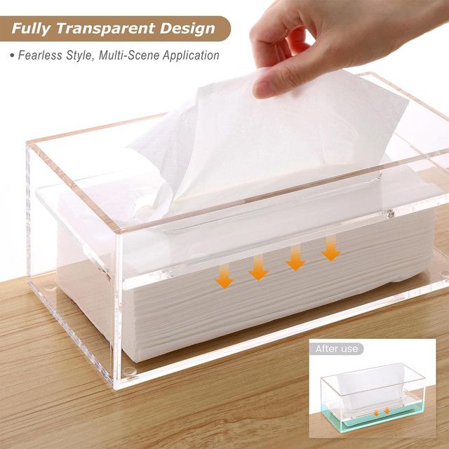 Cart In Mart 2 Pack Perspex Clear Acrylic Tissue Box Set with 100 Tissue Papers