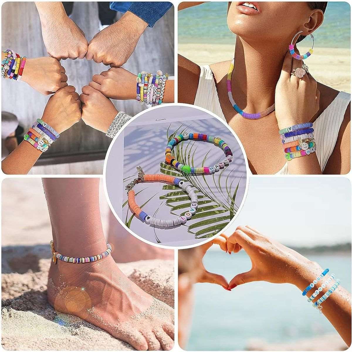 6100Pcs Flat Beads with Glow in Dark Letters Bracelet Jewllery Making Kit