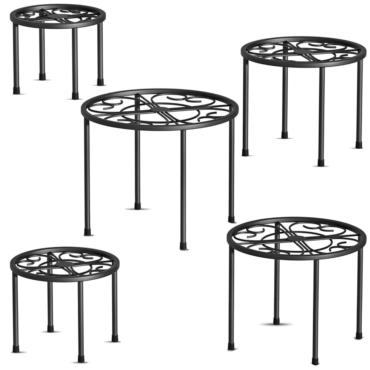 5 Piece Metal Plant Stands For Indoor Outdoor Flower Pot Diasplay-5 Size| Cart In Mart