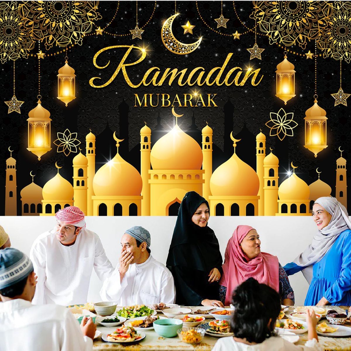 Cart In Mart Islamic Ramadan Mubarak Decorations Backdrop Eid Wall Banner Background