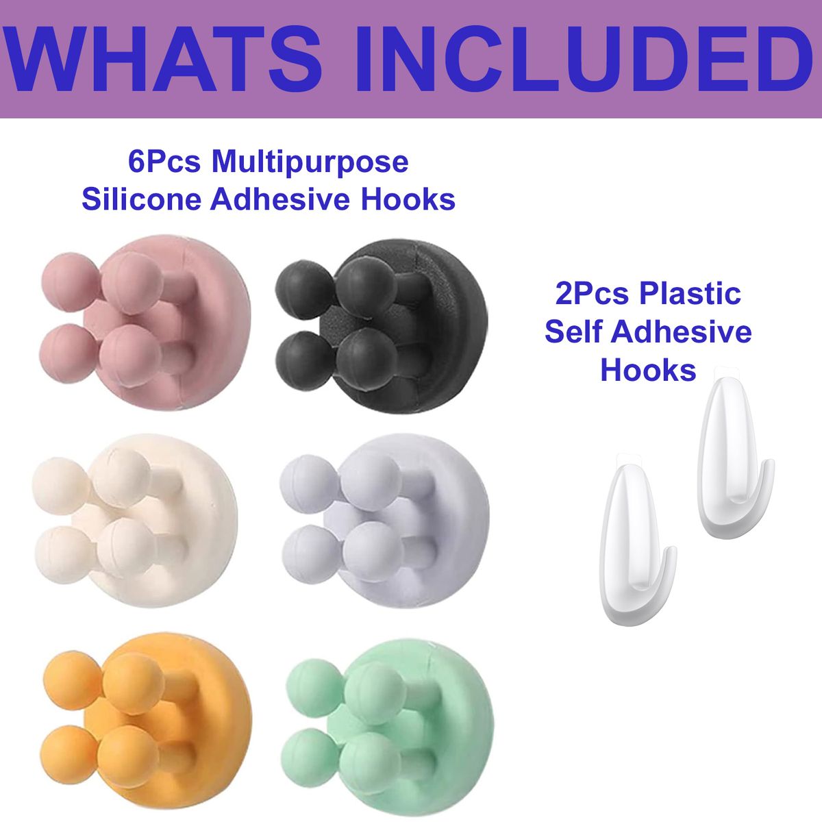 Cart In Mart 8 Piece Silicone Self Adhesive Hooks Toothbrush Holders & Multipurpose