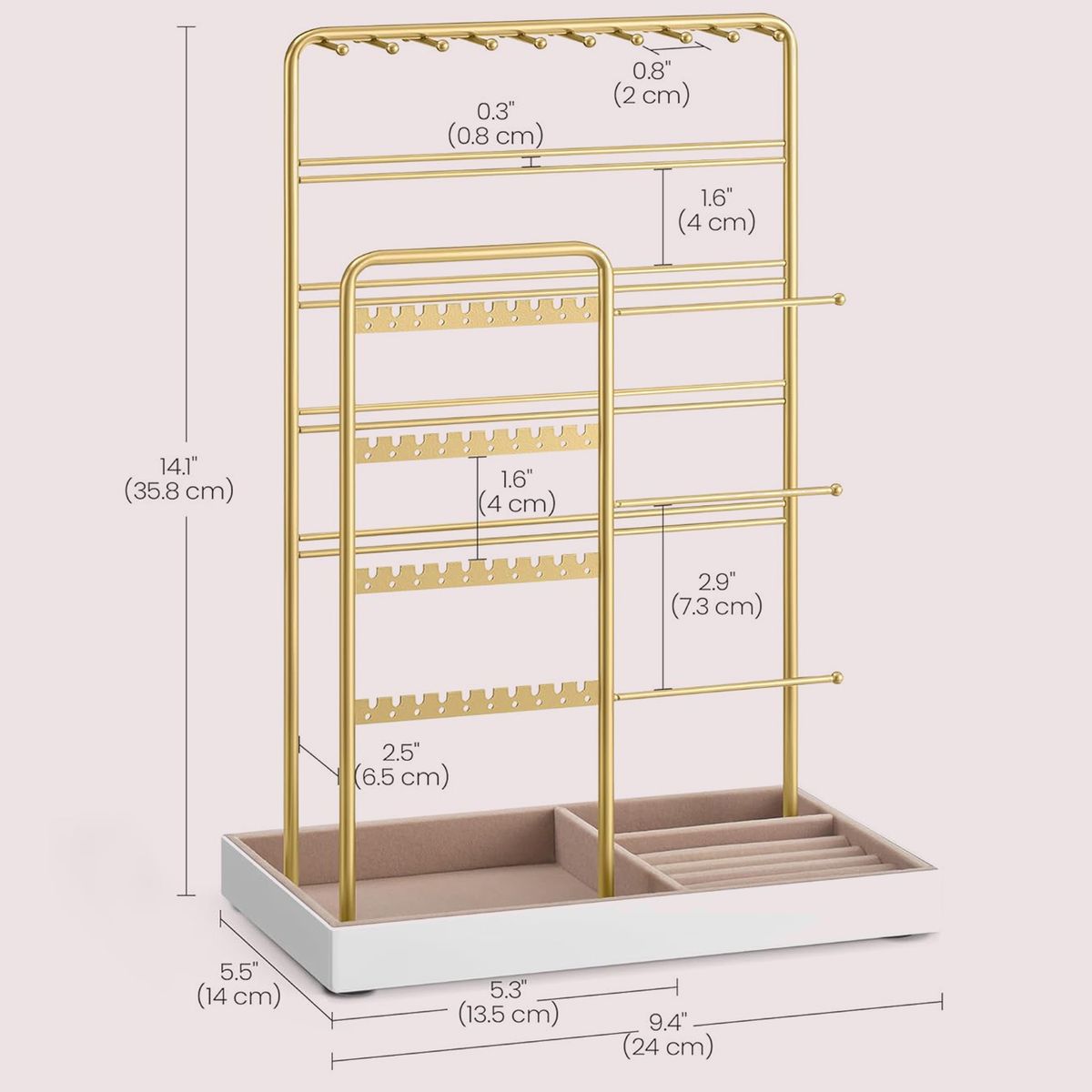 Jewelry Holder Organiser Stand For Necklace Bracelet Earring Studs Display- Cart In Mart