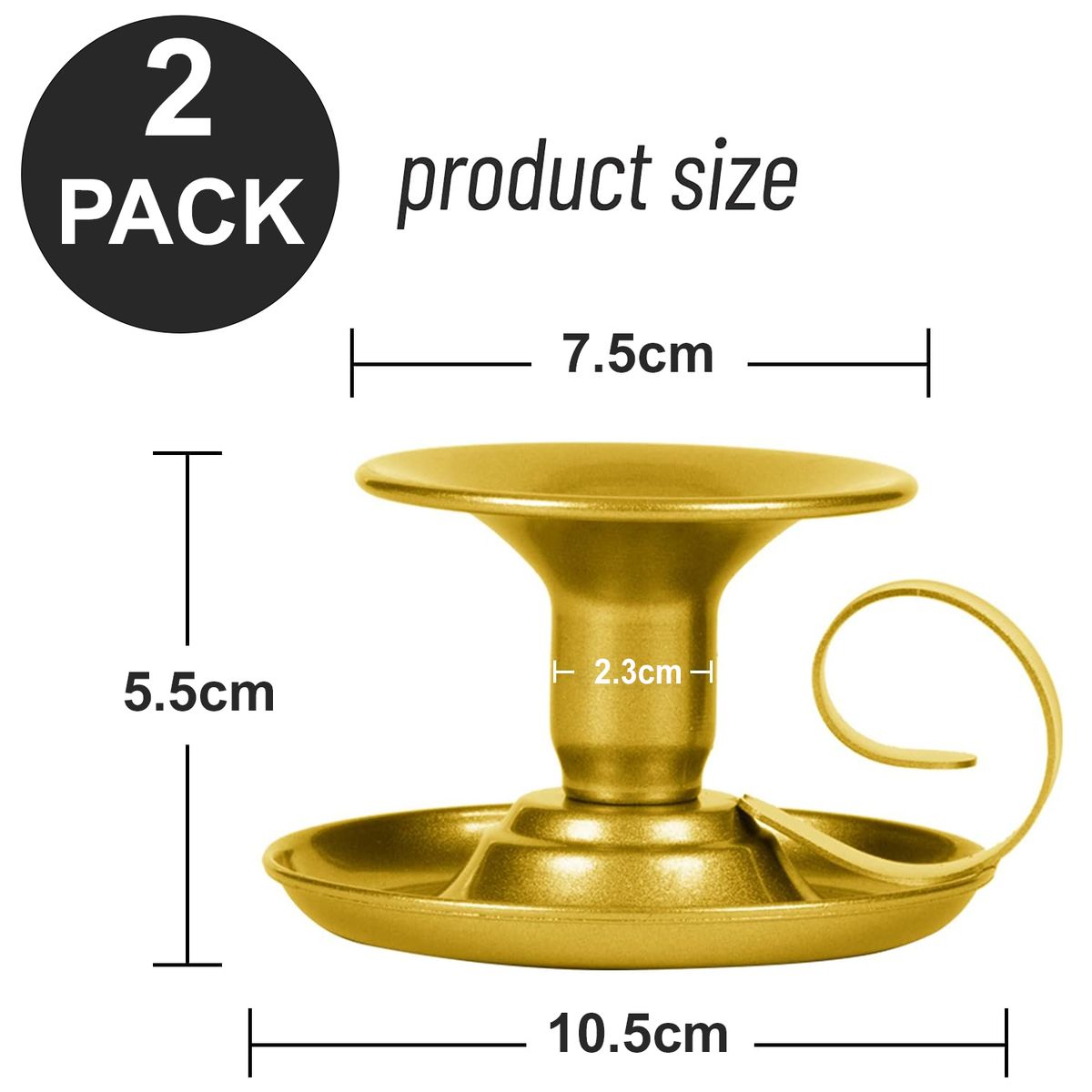 2 Pack Candle Holder Taper Candlestick Stand With Handles Table Decoration- Cart In Mart