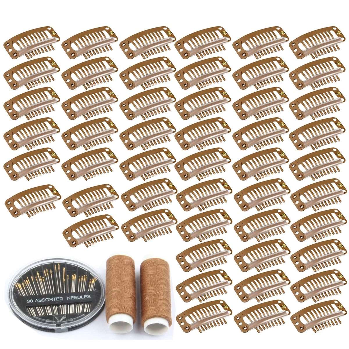 50 Pack Hair Extension Wig Clips 9 Teeth Metal Steel Clipper