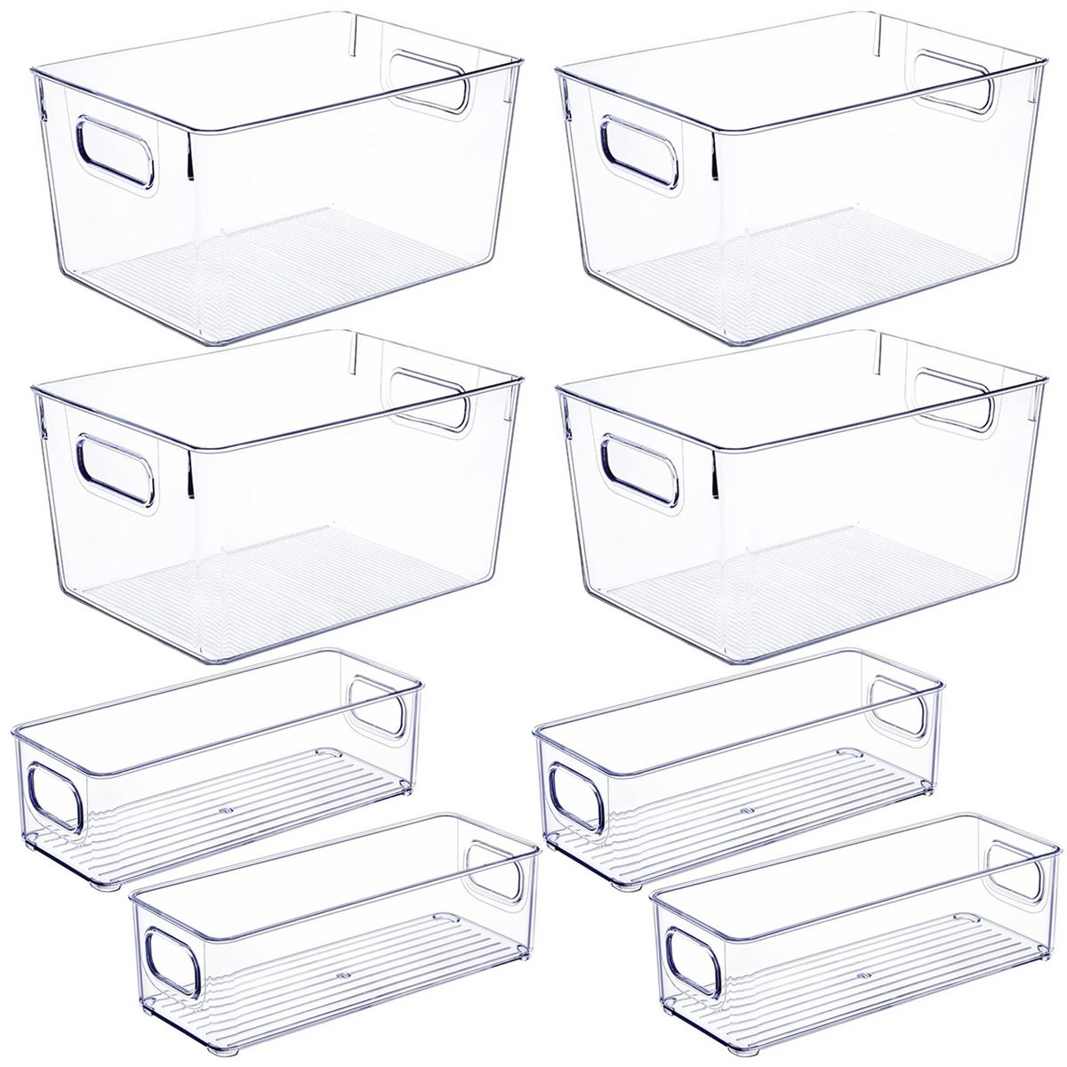 8 Pack Clear Plastic Storage Bins Containers Organisers For Pantry Cabinet