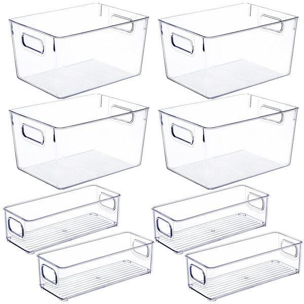 8 Pack Clear Plastic Storage Bins Containers Organisers For Pantry Cabinet