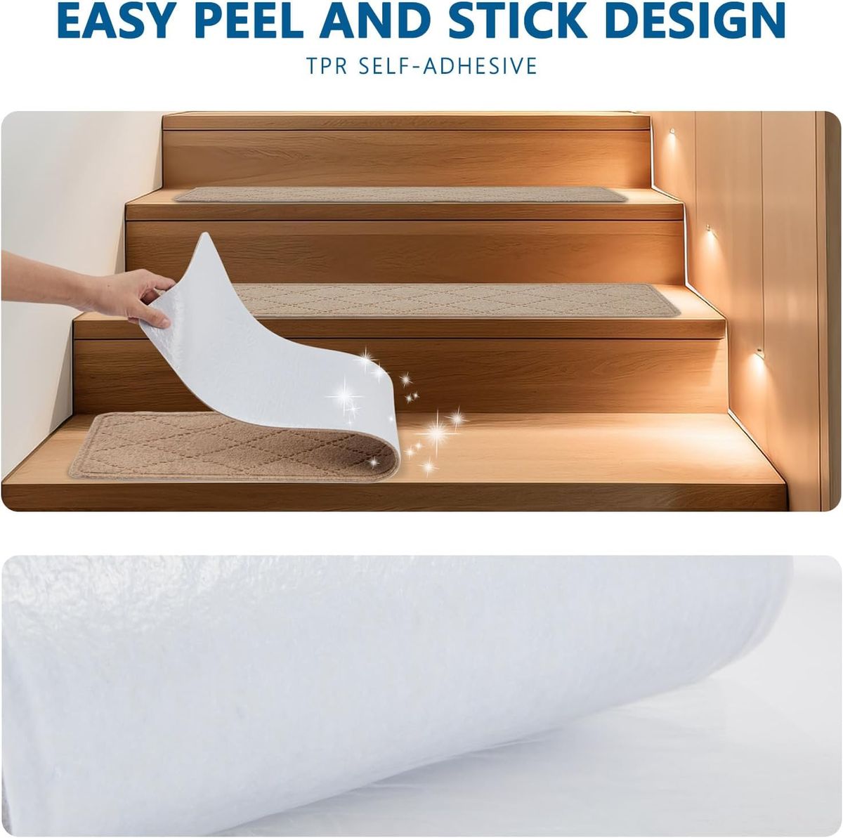 Cart In Mart|15 Pack Edging Stair Treads Non-Slip Carpet Mat For Wooden Floor-76x20cm