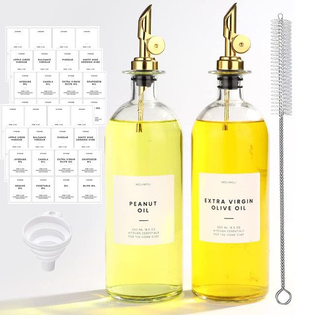 Cart In Mart 2 Pack Glass Olive Oil and Vinegar Dispenser Coffee Syrup Bottle Set - 500ml