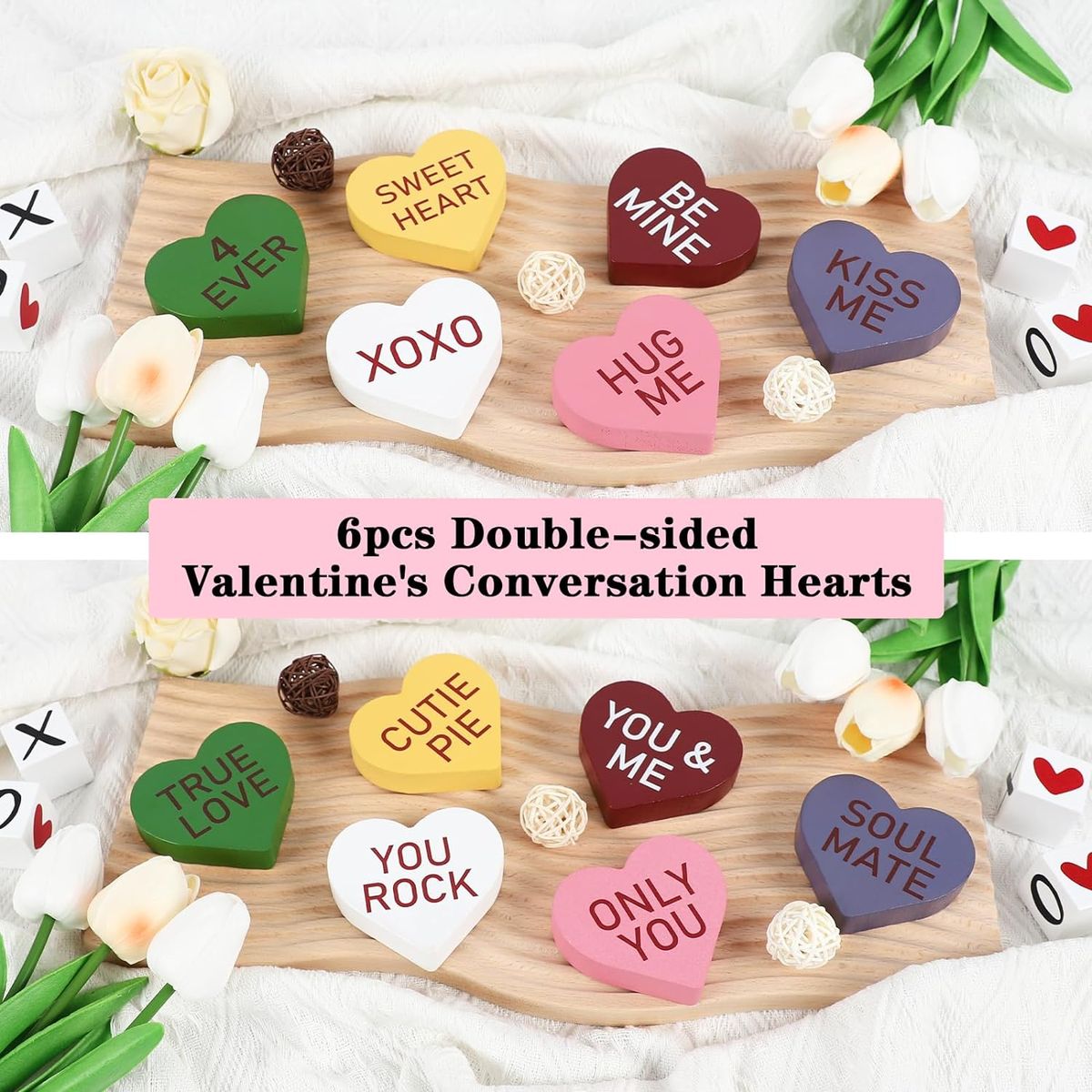 Cart In Mart Wooden Heart Shape Center pieces Decoration For Wedding Valentine Day-6 Piece