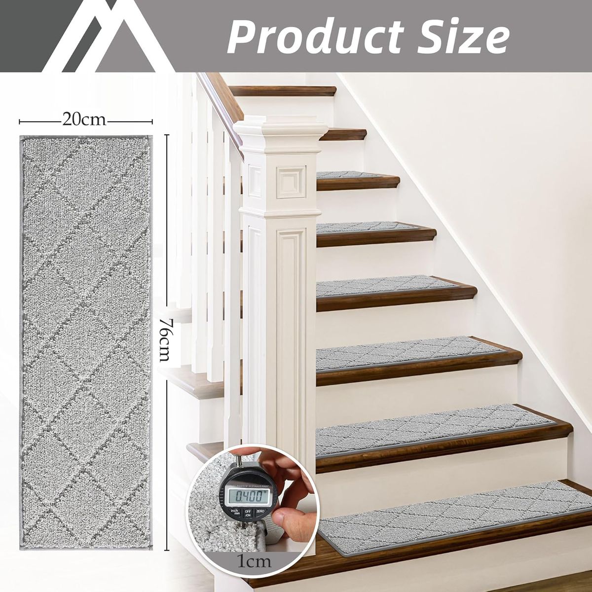 Cart In Mart|15 Pack Edging Stair Treads Non-Slip Carpet Mat For Wooden Floor-76x20cm