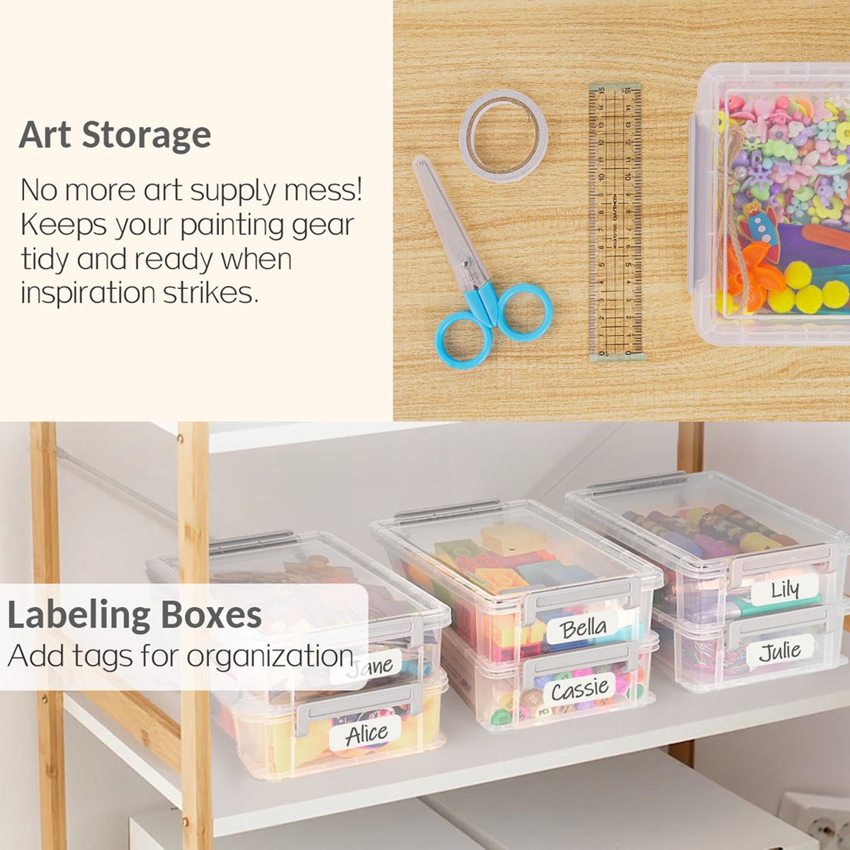 6 Pack Clear Large Pencil Box Multipurpose Craft Storage Organiser With Lid- Cart In Mart