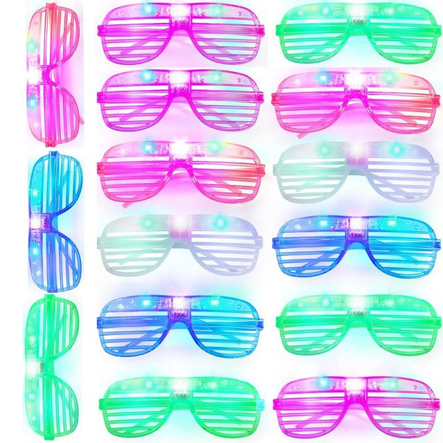 Cart In Mart 15 Pack LED Glasses Glow In The Dark Neon Bulk Sunglasses Party Supplies