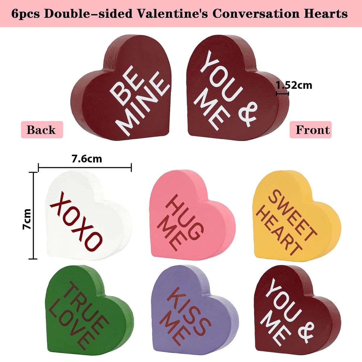 Cart In Mart Wooden Heart Shape Center pieces Decoration For Wedding Valentine Day-6 Piece