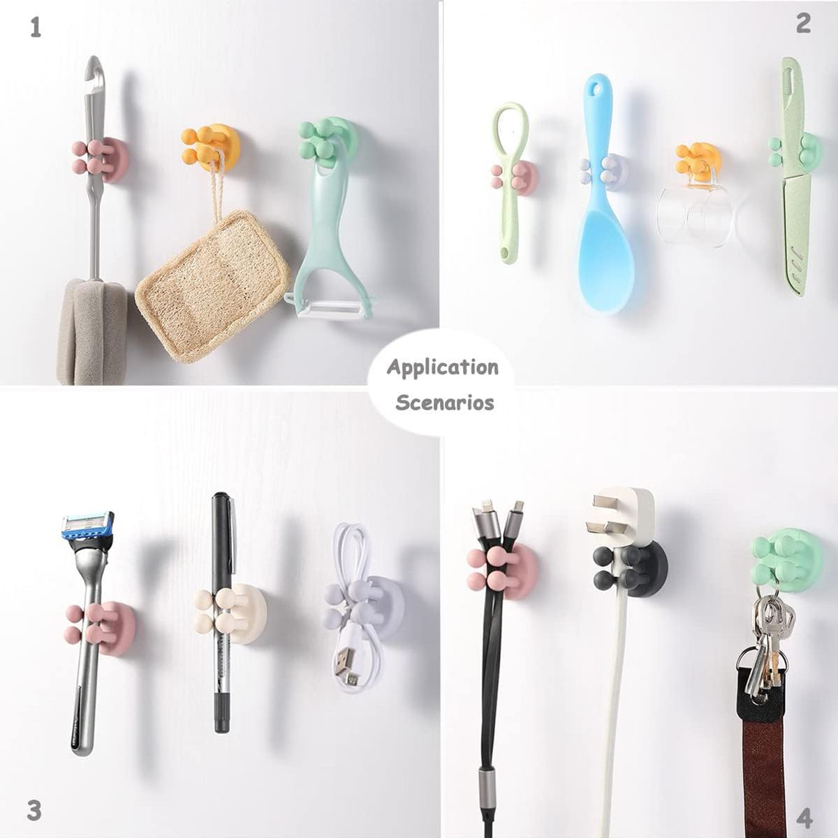 Cart In Mart 8 Piece Silicone Self Adhesive Hooks Toothbrush Holders & Multipurpose
