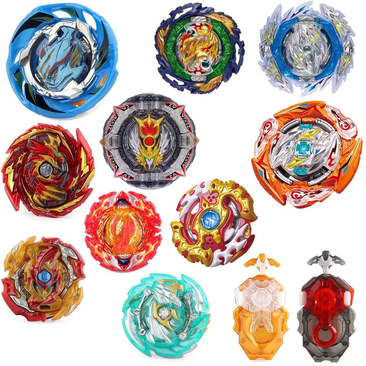 12 Piece Battle Bey Top Gyro Toy Set With 10 Beys& 2 Launchers