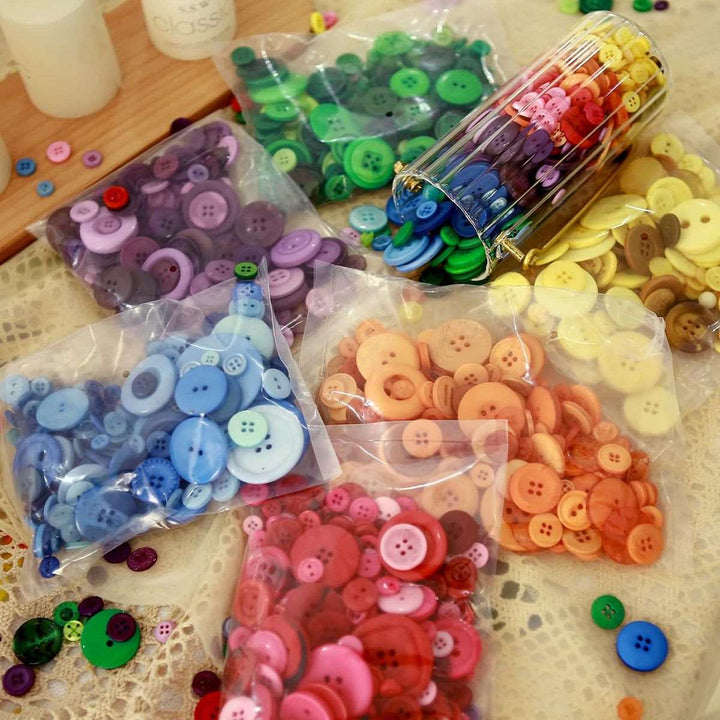 1500 Pieces Round Resin Buttons Mixed Color For Crafts Sewing