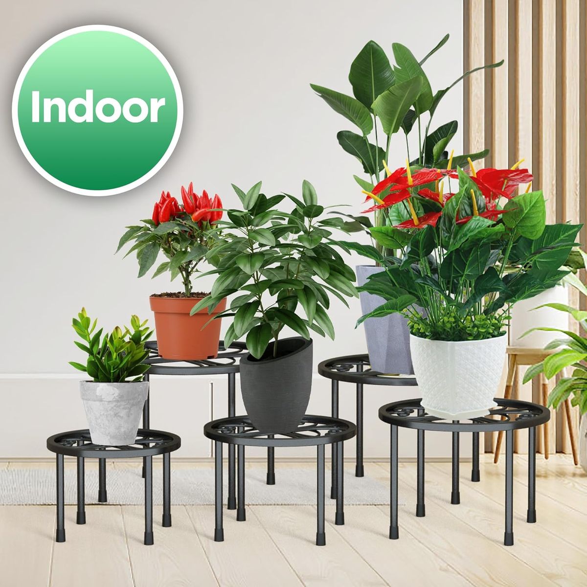 5 Piece Metal Plant Stands For Indoor Outdoor Flower Pot Diasplay-5 Size| Cart In Mart
