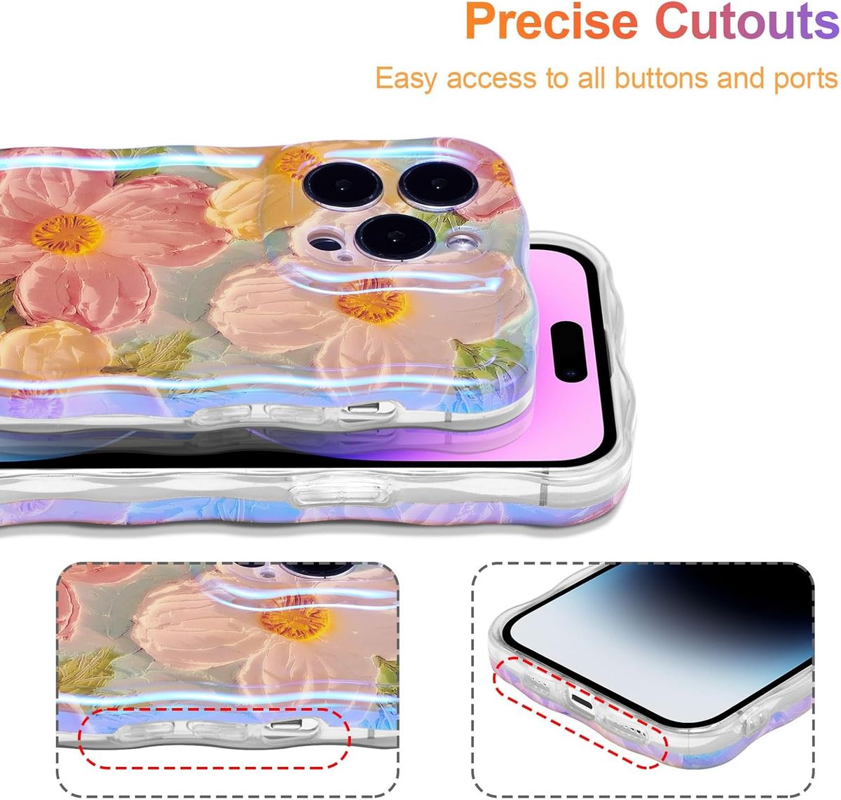 Cart In Mart Colorful Glossy Flower Cover for iPhone 15 Pro for Girls / Women