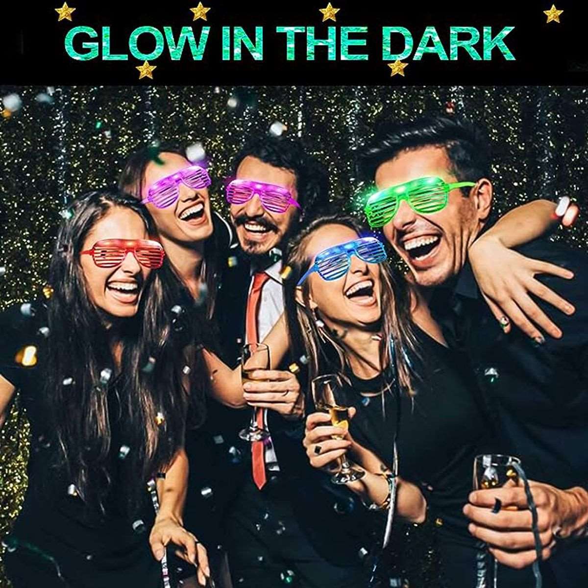 15 Pack LED Glasses Glow In The Dark Neon Bulk Sunglasses Party Supplies