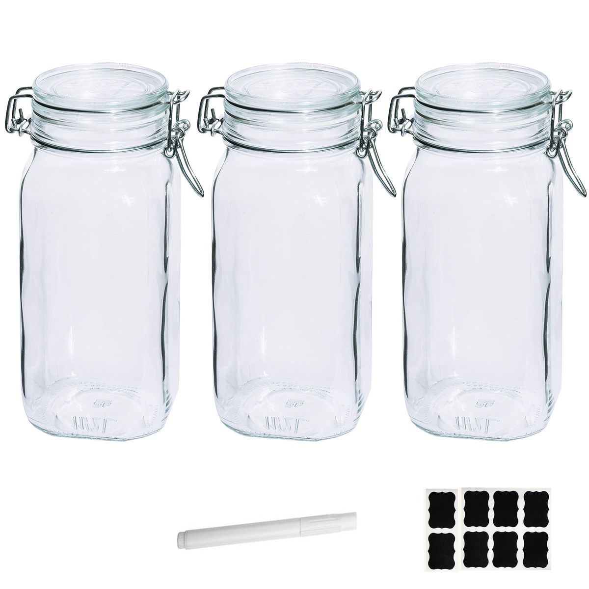 3 Pack Airtight Glass Food Storage Containers Canister With Clip/Lid | Cart In Mart