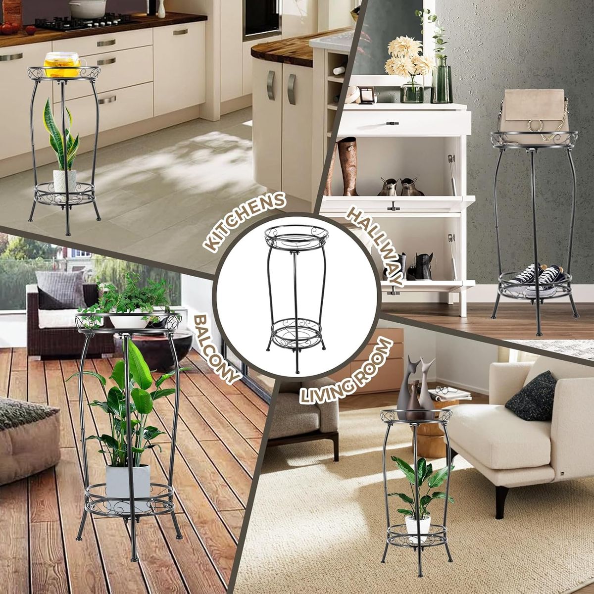 2 Tier Metal Plant Stand Indoor Outdoor 70cm High Flower Pot Display Holder | Cart In Mart