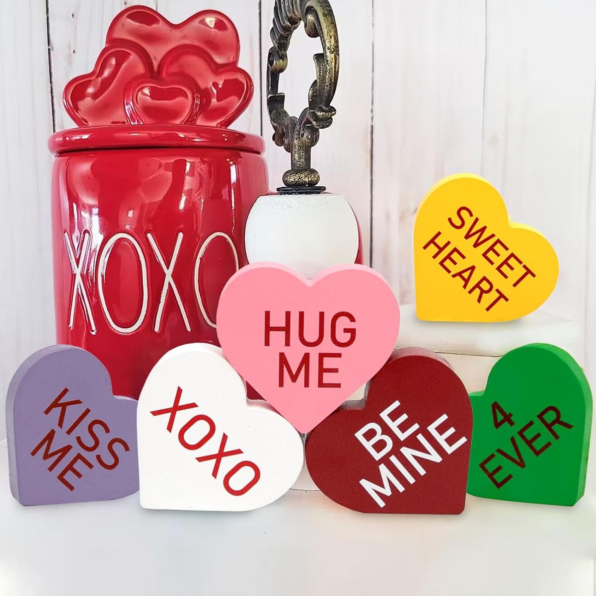 Cart In Mart Wooden Heart Shape Center pieces Decoration For Wedding Valentine Day-6 Piece