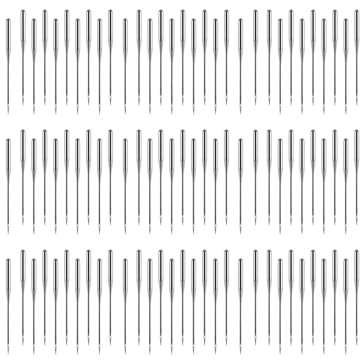 Cart In Mart 100 Pack Industrial Sewing Machine Needles 6 Sizes-Round Shank