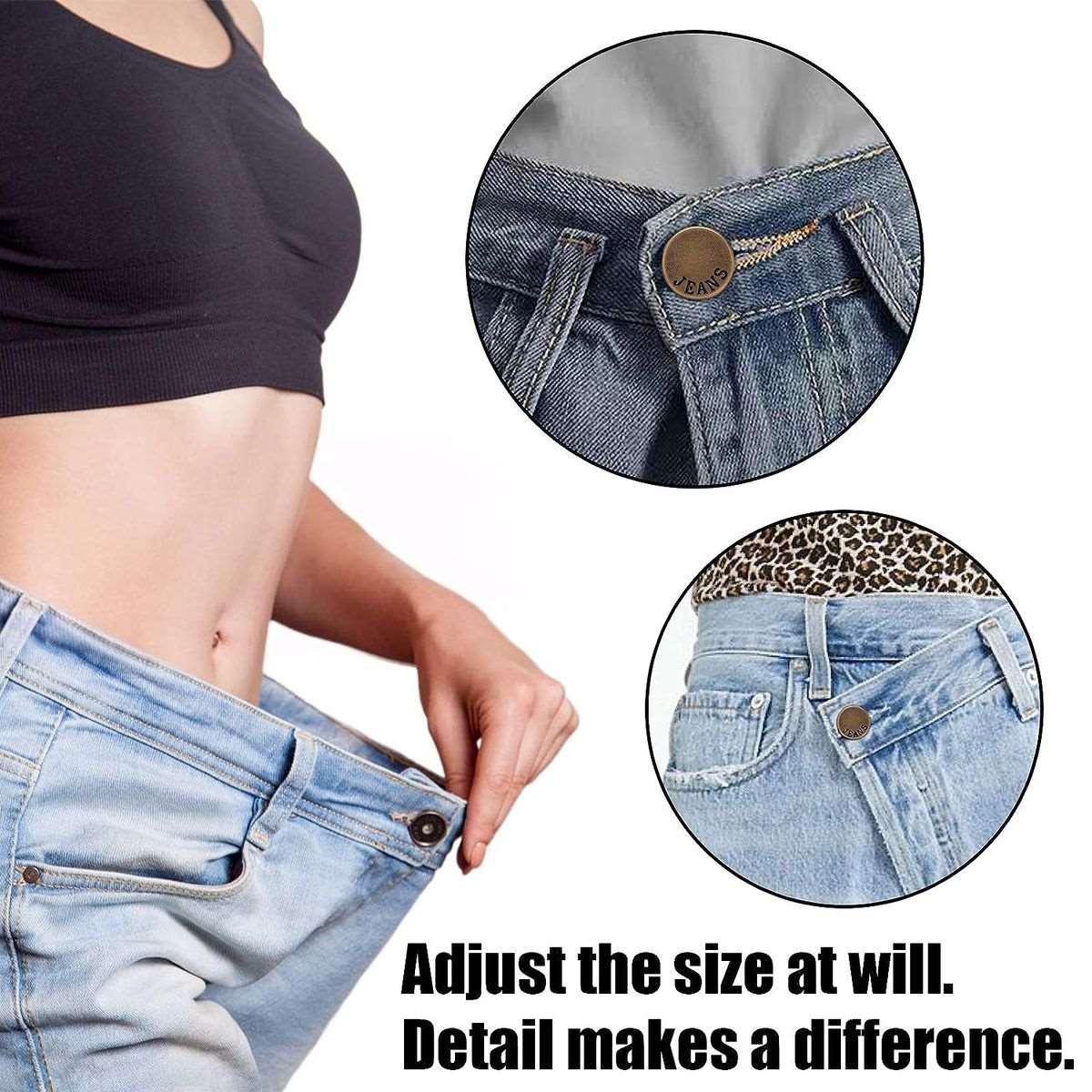 12 Pack Button Pins for Loose Jeans No Sew Snap Tack Instant Replacement