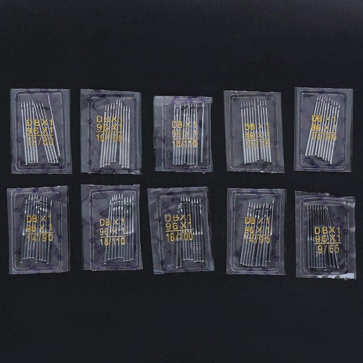 Cart In Mart 100 Pack Industrial Sewing Machine Needles 6 Sizes-Round Shank