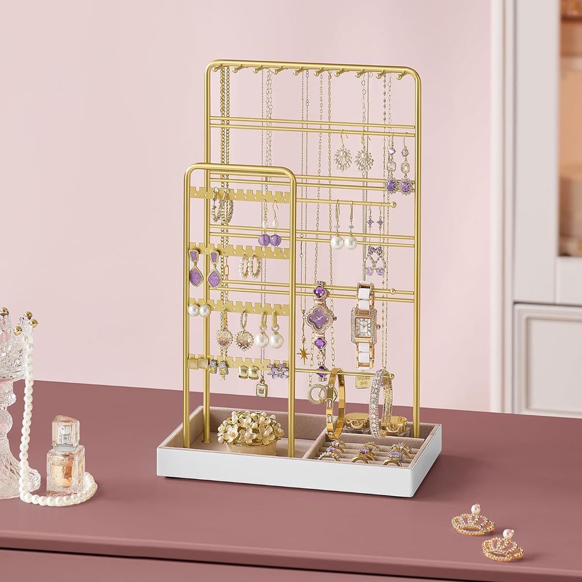 Jewelry Holder Organiser Stand For Necklace Bracelet Earring Studs Display- Cart In Mart