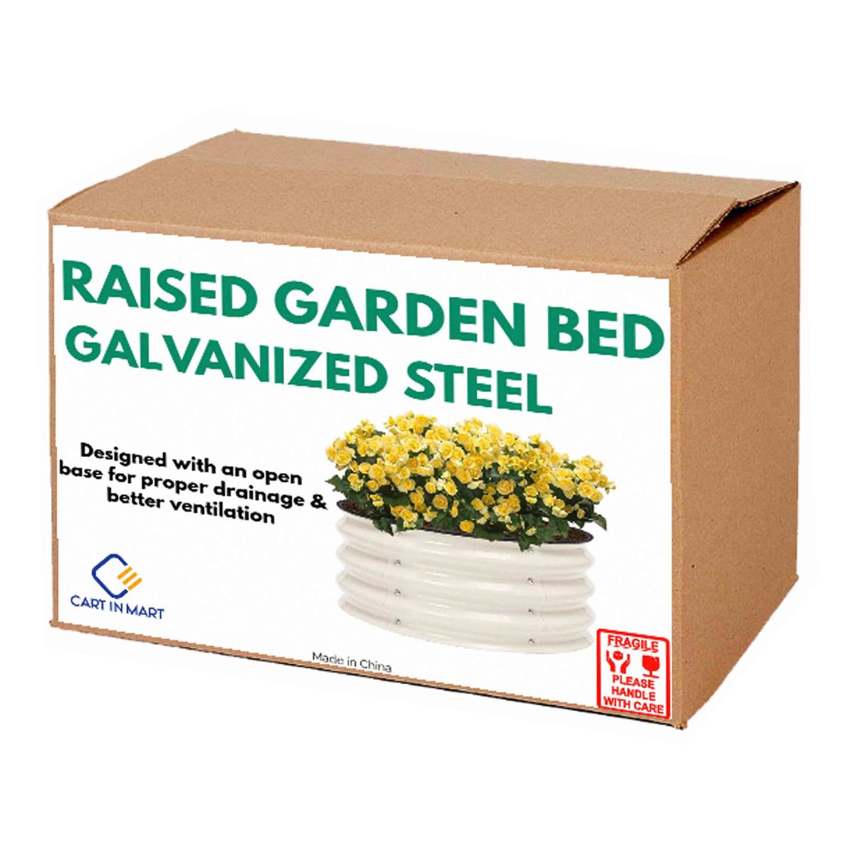 Galvanised Metal Raised Bed Vegetable Planter Box For Outdoor Garden -Round| Cart In Mart